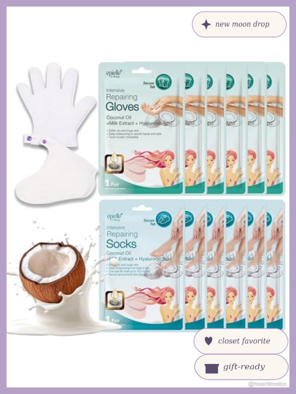 Intensive Repairing Hand & Foot Masks 6 Moisturizing Gloves & 6 Socks